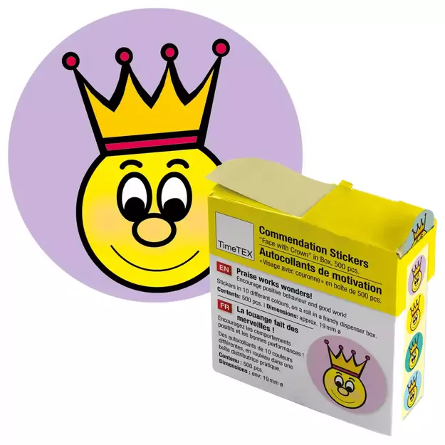 TimeTEX Pagyrimų lipdukai, 500 vnt., su veideliu (su karūna) (TT62768)