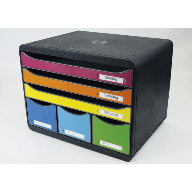 TimeTEX A4 stalčių dėžė „Vaivorykštė“, plastikinė, su 6 stalčiais  (TT92831)