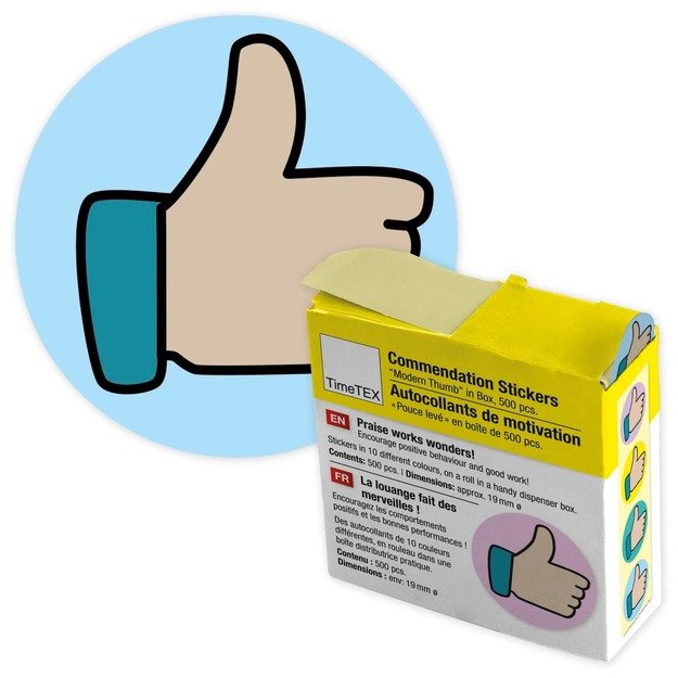 Motyvaciniai lipdukai su modenus nykštys, dėžutėje 500 vnt. (TT62659)