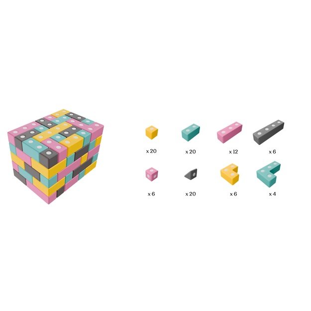 TUKI minkštų, magnetinių kaladėlių rinkinys Builder 94 (TB94) 1