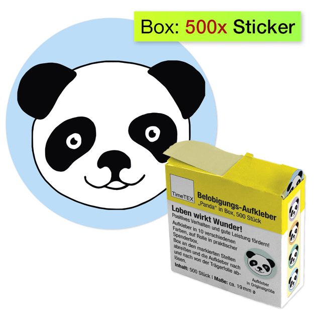 TimeTEX Motyvaciniai lipdukai su Panda, dėžutėje 500 vnt. (TT62217)