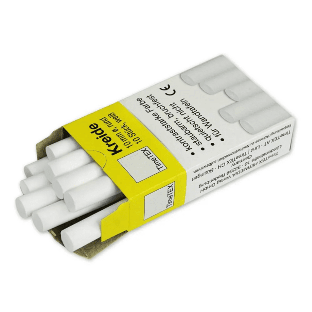 TimeTEX 10 mm skersmens balta kreida, 10 vnt. (TT62830)