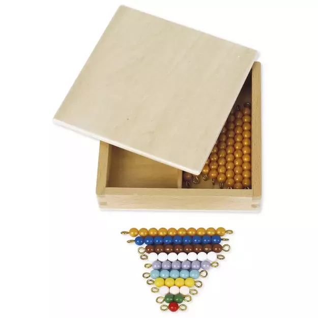 TimeTEX Dėžutė su spalvotų karoliukų eilutėmis ir karoliukų dešimtuko eilutėmis "Montessori Premium" (TT94431)