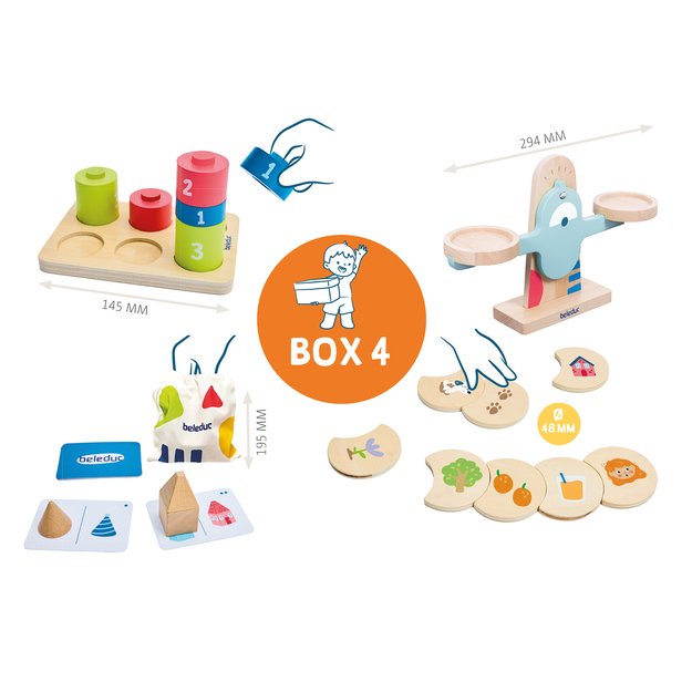 Beleduc lavinamųjų priemonių "Smalsūs mažyliai" dėžė  Nr. 4 - "Koncentracija", vaikams nuo 30 mėn. (18053)