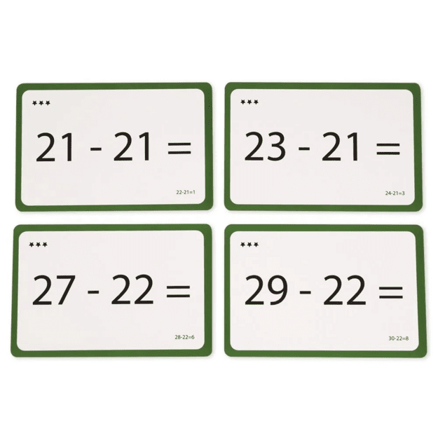 Matematikos mokymosi kortelės „Atimties užduotys“, 249 dalių, kartoninėje dėžutėje (TT92537)