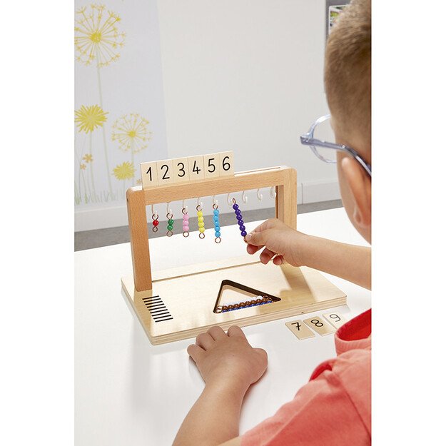 Montessori priemonė "1-9 pakabinami karoliukai su stoveliu" (NT908567)