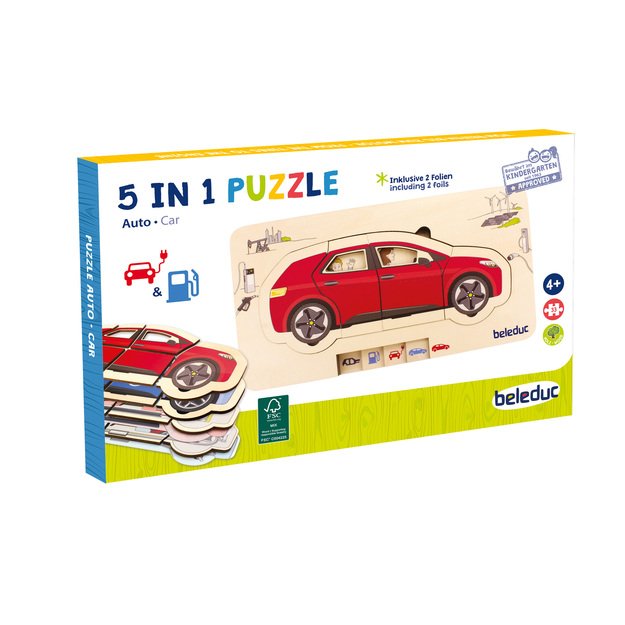 Beleduc lavinamoji priemone - sluoksniuota medinė dėlionė  Automobilis  (17063) 5