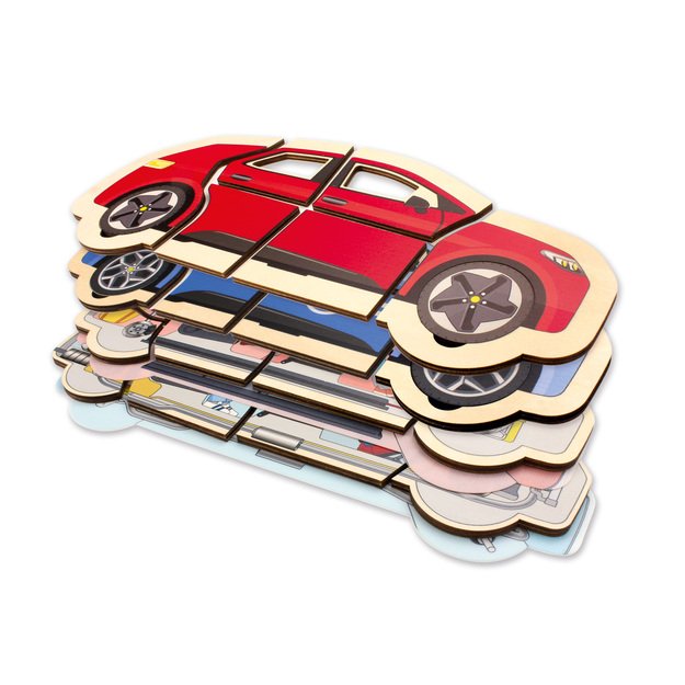 Beleduc lavinamoji priemone - sluoksniuota medinė dėlionė  Automobilis  (17063)