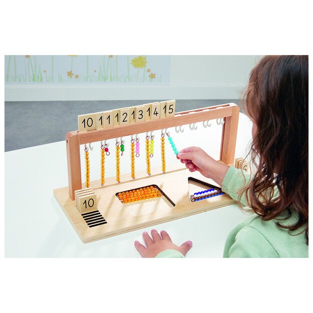 Montessori priemonė "10-19 pakabinami karoliukai su stoveliu" (NT908569)