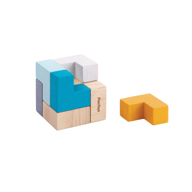 PlanToys kelioninės medinės kaladėlės - mini Kubas / Dėlionė (PT4134)