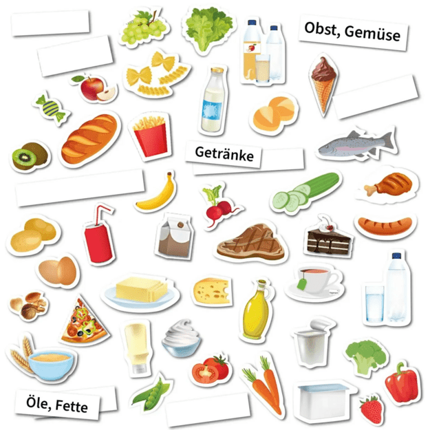 TimeTEX Mitybos piramidė su vegetariškais ir tradiciniais maisto produktais, magnetinis rinkinys, 129 dalių (TT81635)