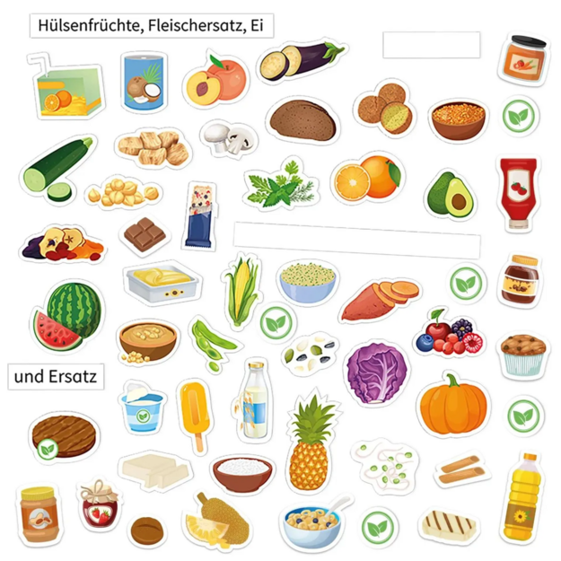 TimeTEX Mitybos piramidė su vegetariškais ir tradiciniais maisto produktais, magnetinis rinkinys, 129 dalių (TT81635)