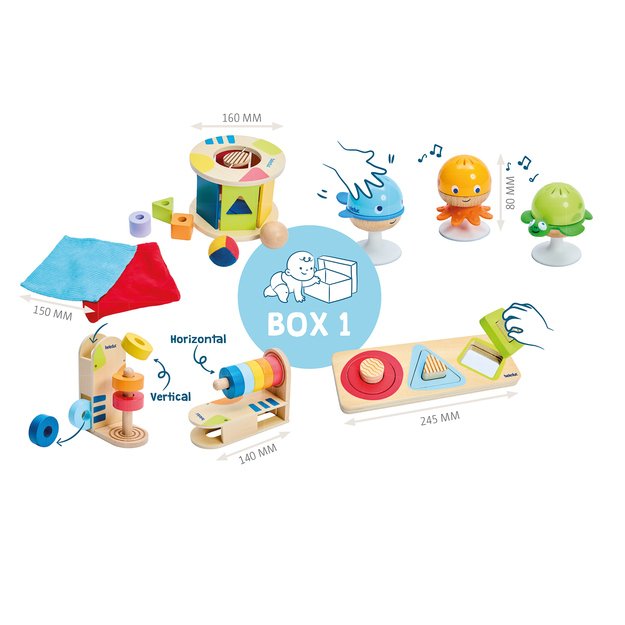 Beleduc lavinamųjų priemonių "Smalsūs mažyliai" dėžė  Nr. 1 - "Pojūčiai", vaikams nuo 12 mėn. (18050)