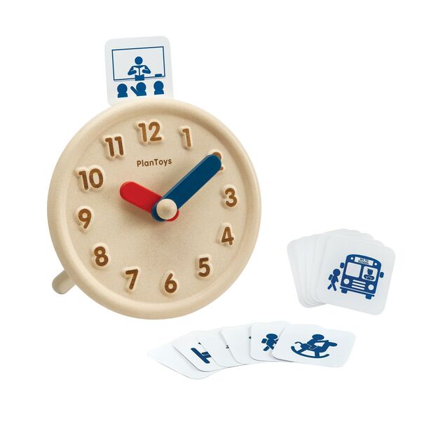 PlanToys edukacinė priemonė - žaislinis veiksmų laikrodis su kortelėmis (PT5458)