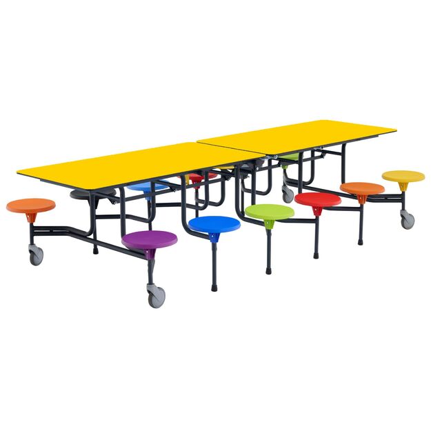 Lauko baldai. SICO sulankstomas, mobilus, stačiakampis stalas (307x75cm) su 12 sėdynėmis
