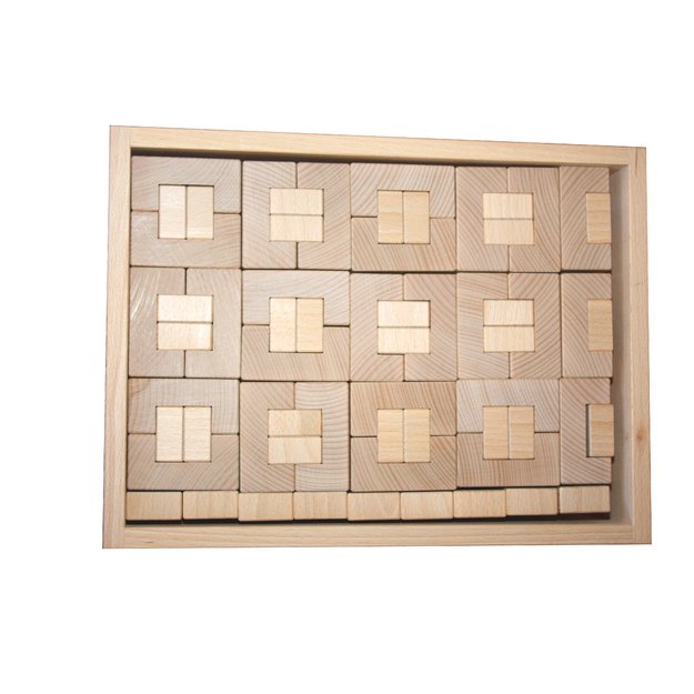 Frobel medinės kaladėlės, rinkinys medinėje dėžėje - 144 kaladėlių (203318)
