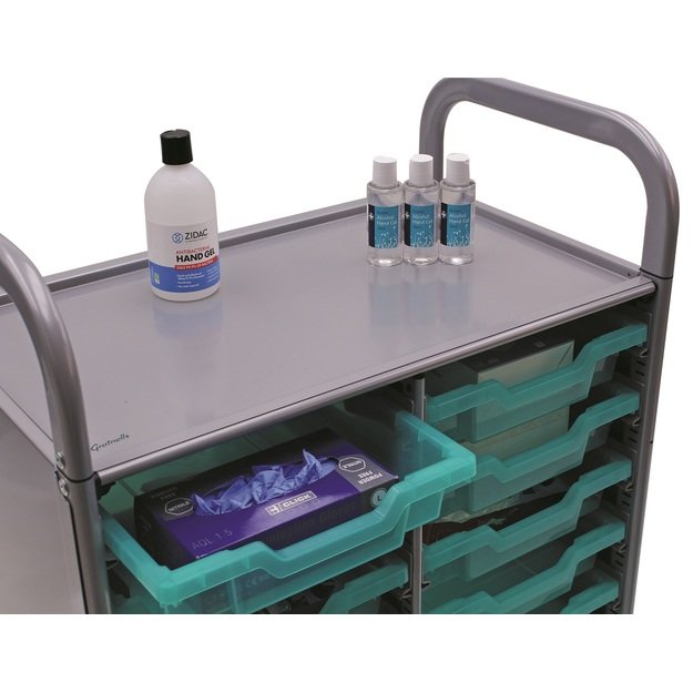 Gratnells Callero Shield dvigubas vežimėlis su negiliais, antimikrobiniais (F1) stalčiais (SASET052)
