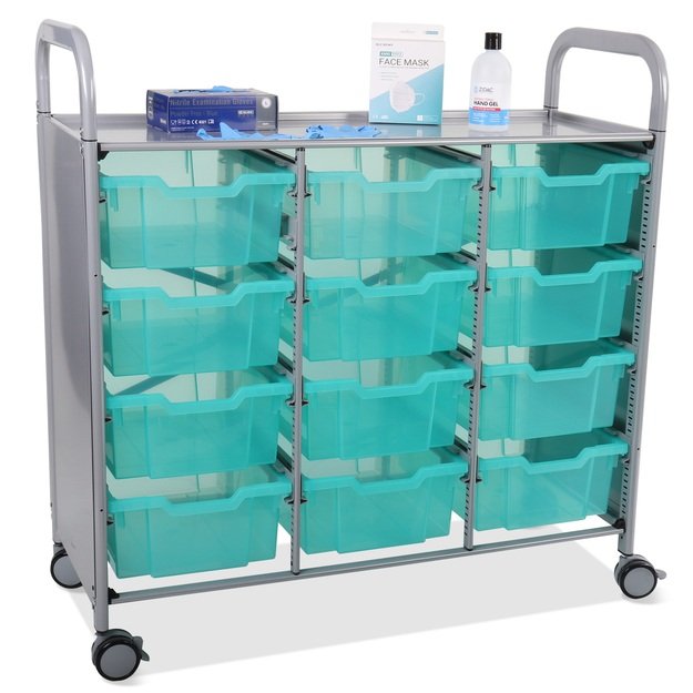 Gratnells Callero Shield trigubas vežimėlis su vidutiniais (F2) antimikrobiniais stalčiais (SASET072)