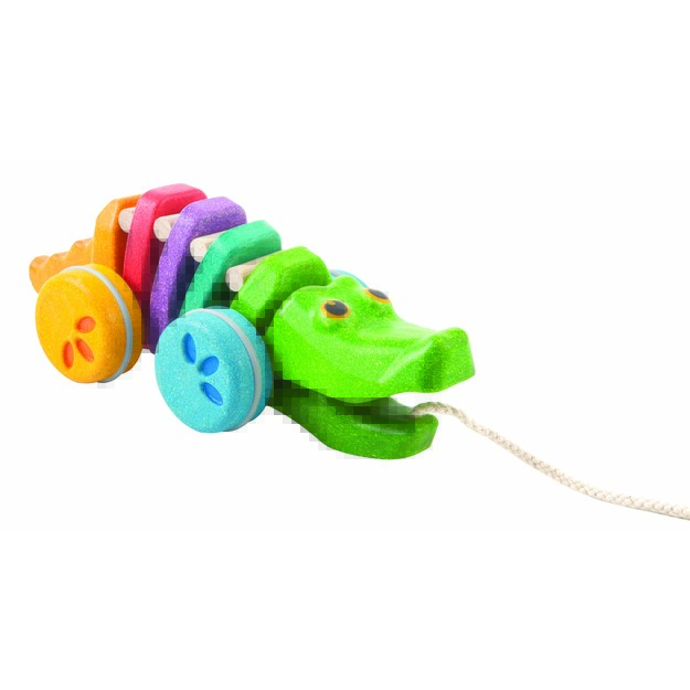 PlanToys lavinamoji priemonė - žaislas  Įvairiaspalvis šokantis aligatorius  (PT1416)