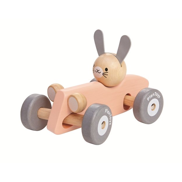 PlanToys žaislas -  Kiškučio lenktyninis automobilis  (PT5717)