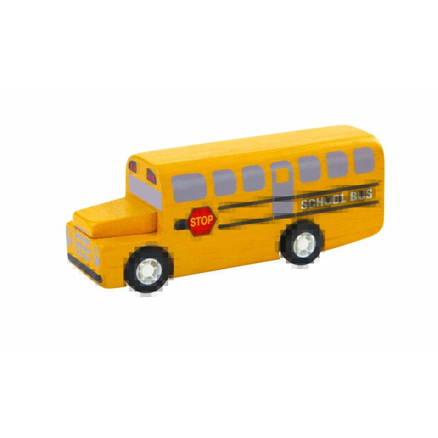 PlanToys žaislas - medinė mašinėlė  Mokyklinis autobusas  (PT6049)