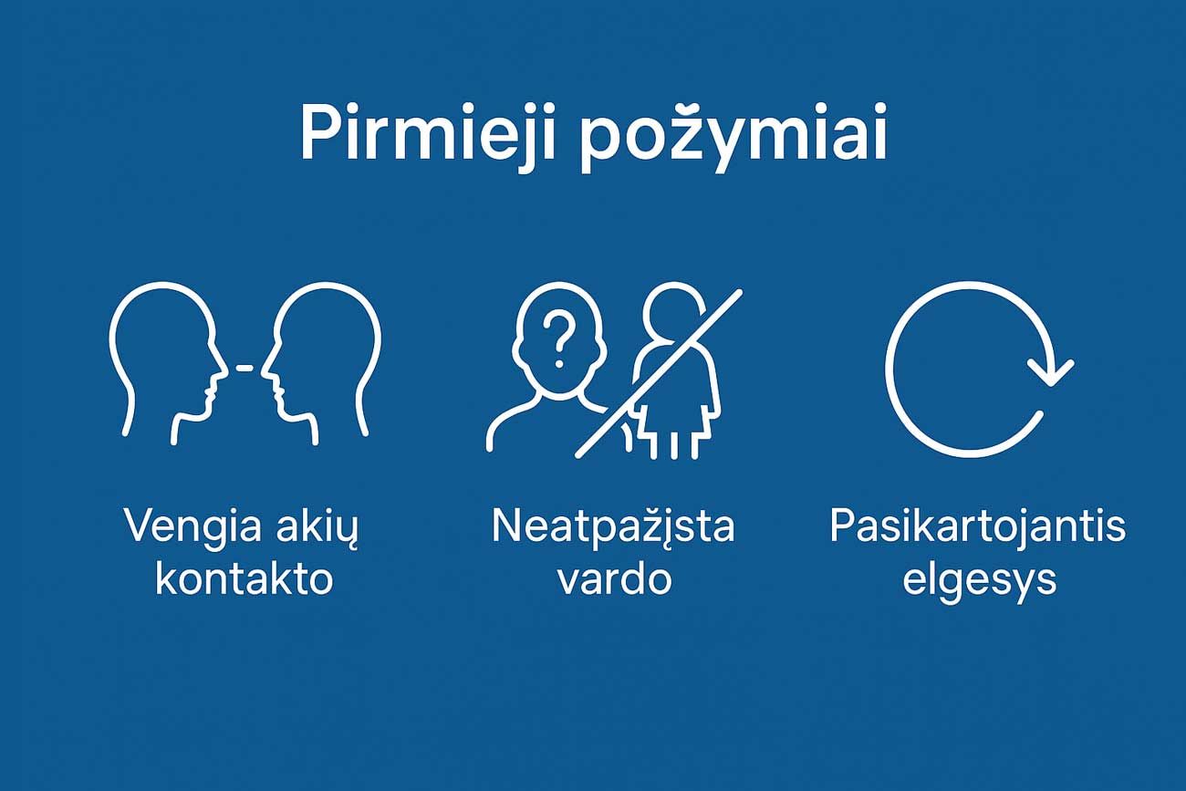 autizmo spektro pirmieji pozymiai