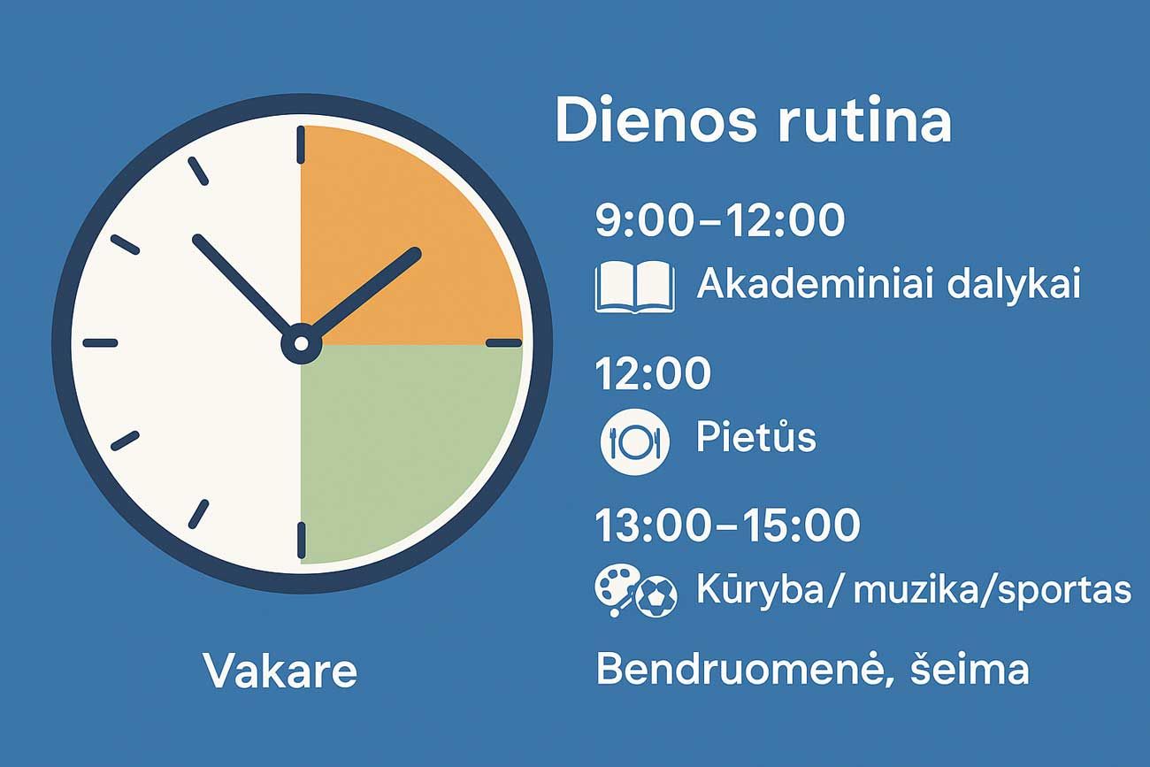 dienos rutina mokantis is namu vaikams