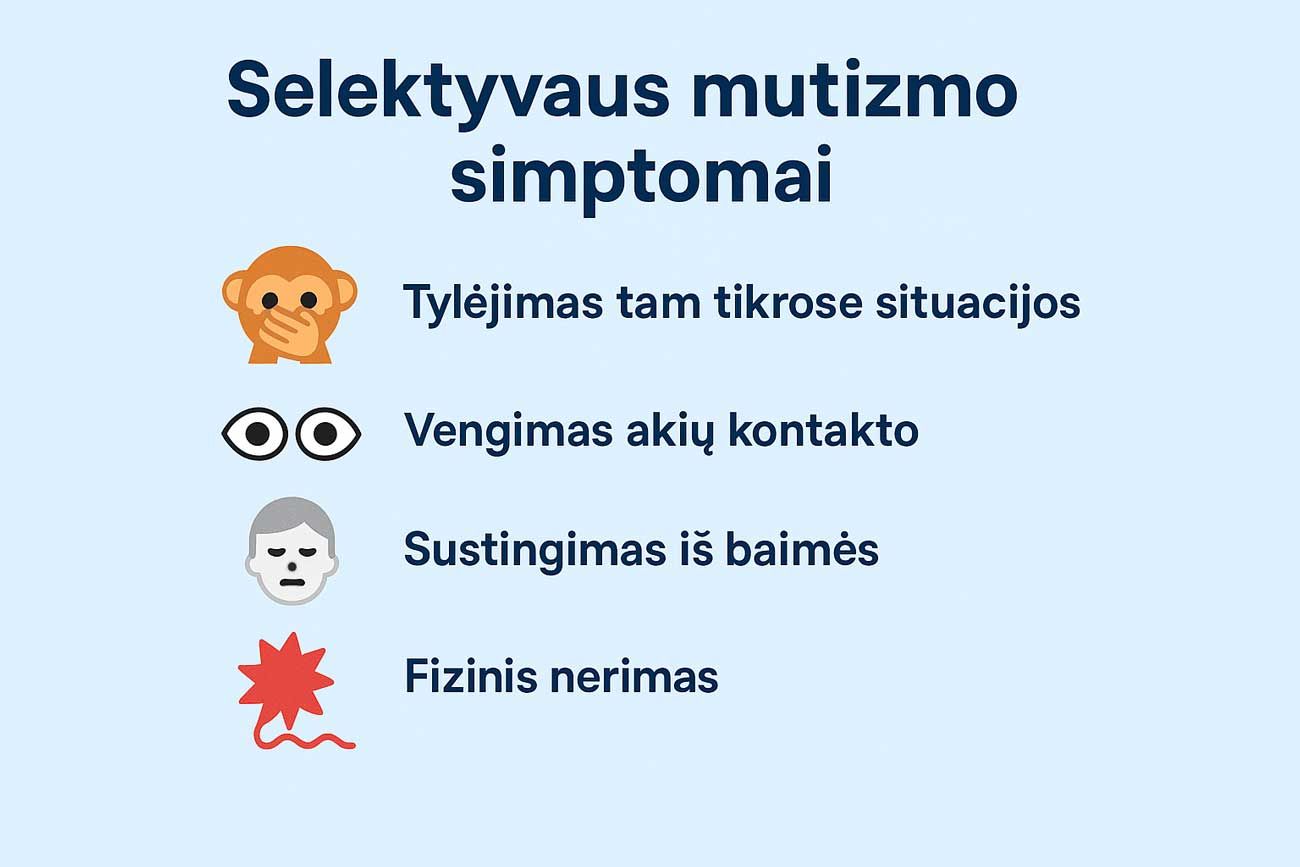 selektyvaus mutizmo simptomai